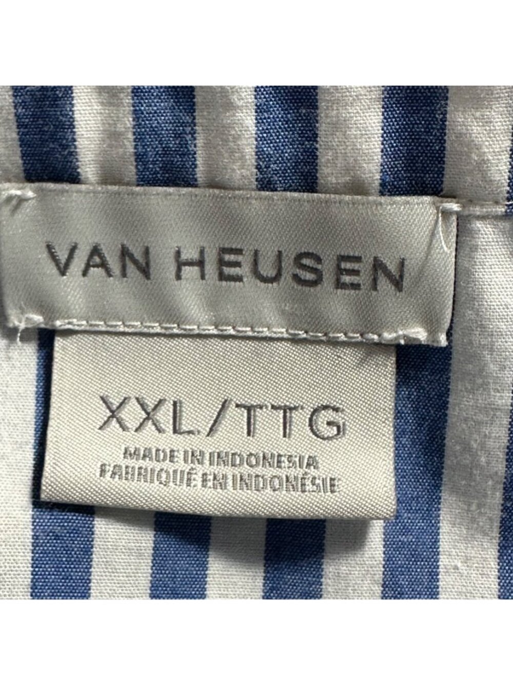 Van Heusen Womens Blue & White Striped Button Up Blouse Tie-Cuff Sleeves XXL - Picture 4 of 8